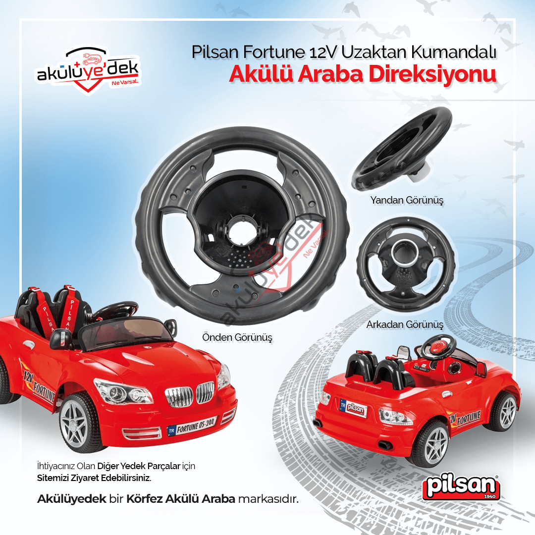 Pilsan Fortune 12V Uzaktan Kumandalı Akülü Araba Direksiyonu