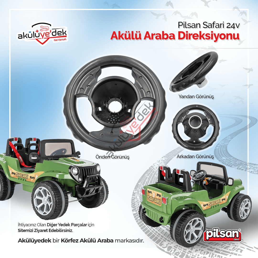 Pilsan Safari 24V 4x4 Çift Kişilik Akülü Araba Direksiyonu