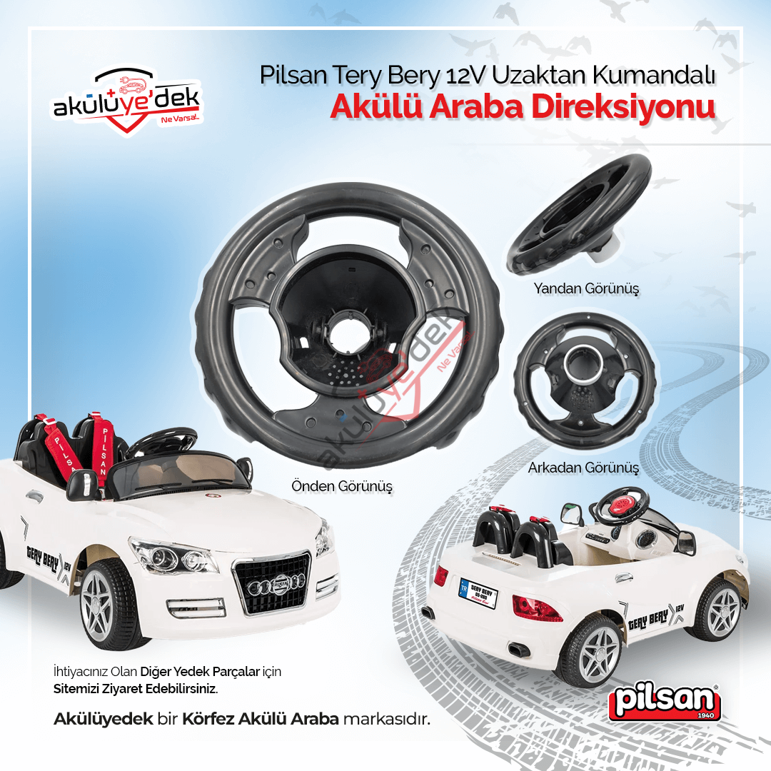 Pilsan Tery Bery 12V Uzaktan Kumandalı Akülü Araba Direksiyonu - K7-C3