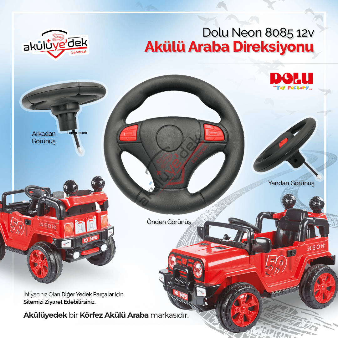 Dolu Neon 8085 12v Akülü Araba Direksiyonu K7-A3