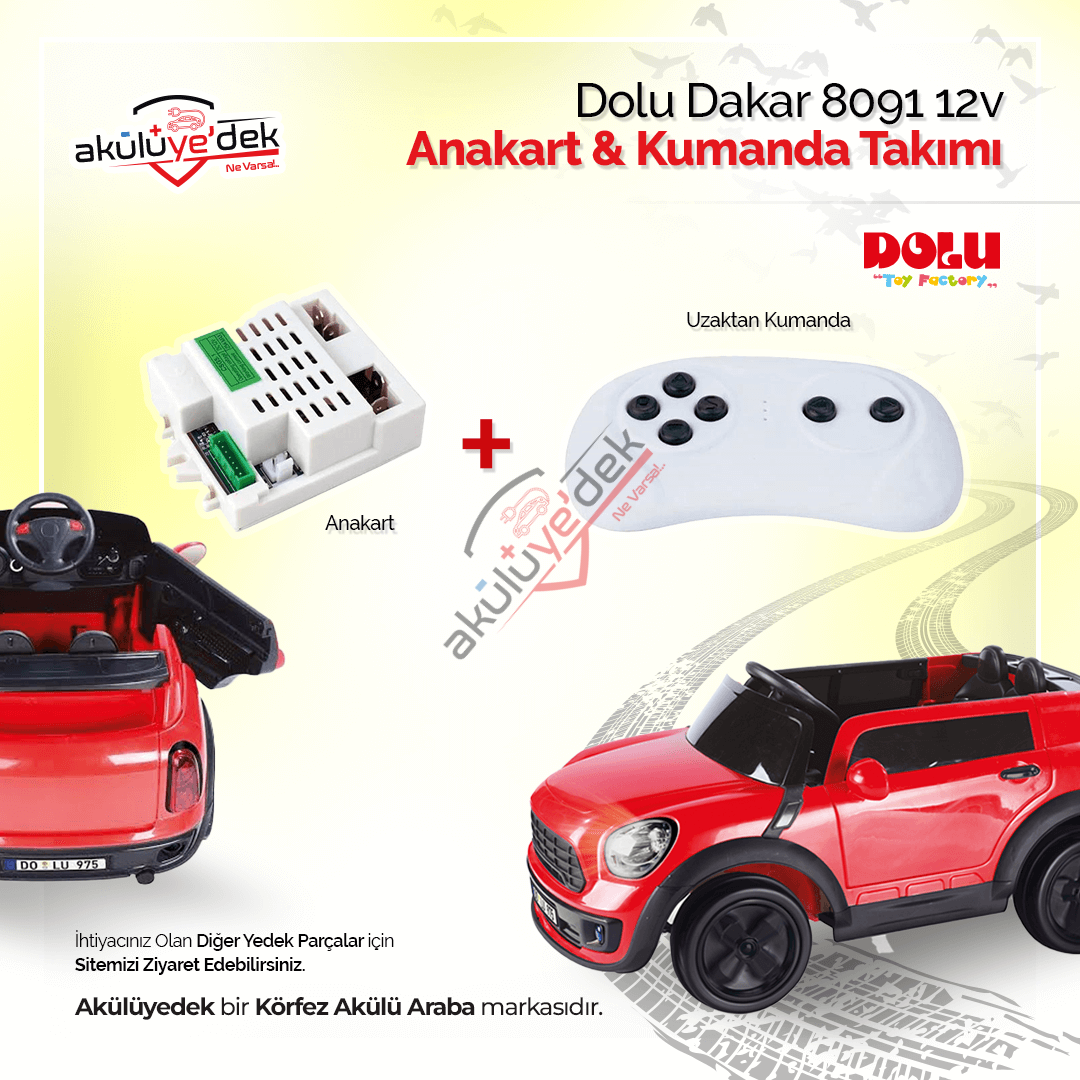 Dolu Dakar 8091 12v Akülü Araba Anakart ve Kumanda Takımı CSR-12T-1A/ K7-B8