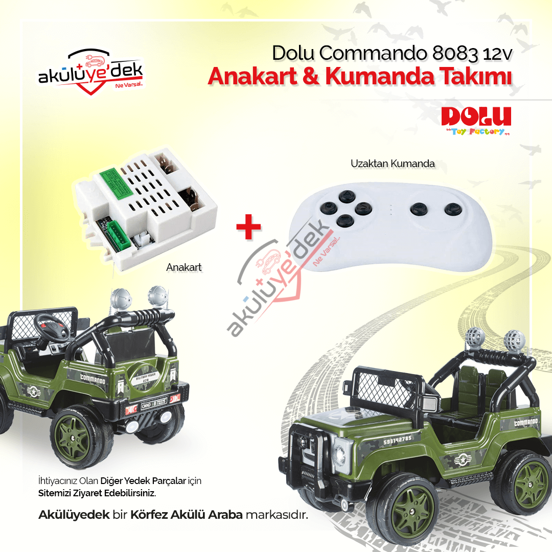 Dolu Commando 8083 12v Akülü Araba Anakart ve Kumanda Takımı CSR-12T-1A / K7-B8