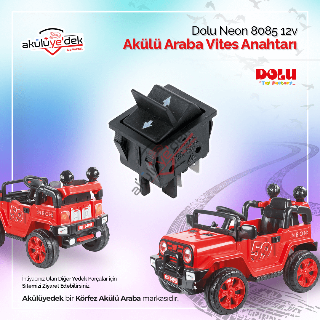DOLU Neon 8085 12v Akülü Araba Vites Anahtarı - K8-B-3B