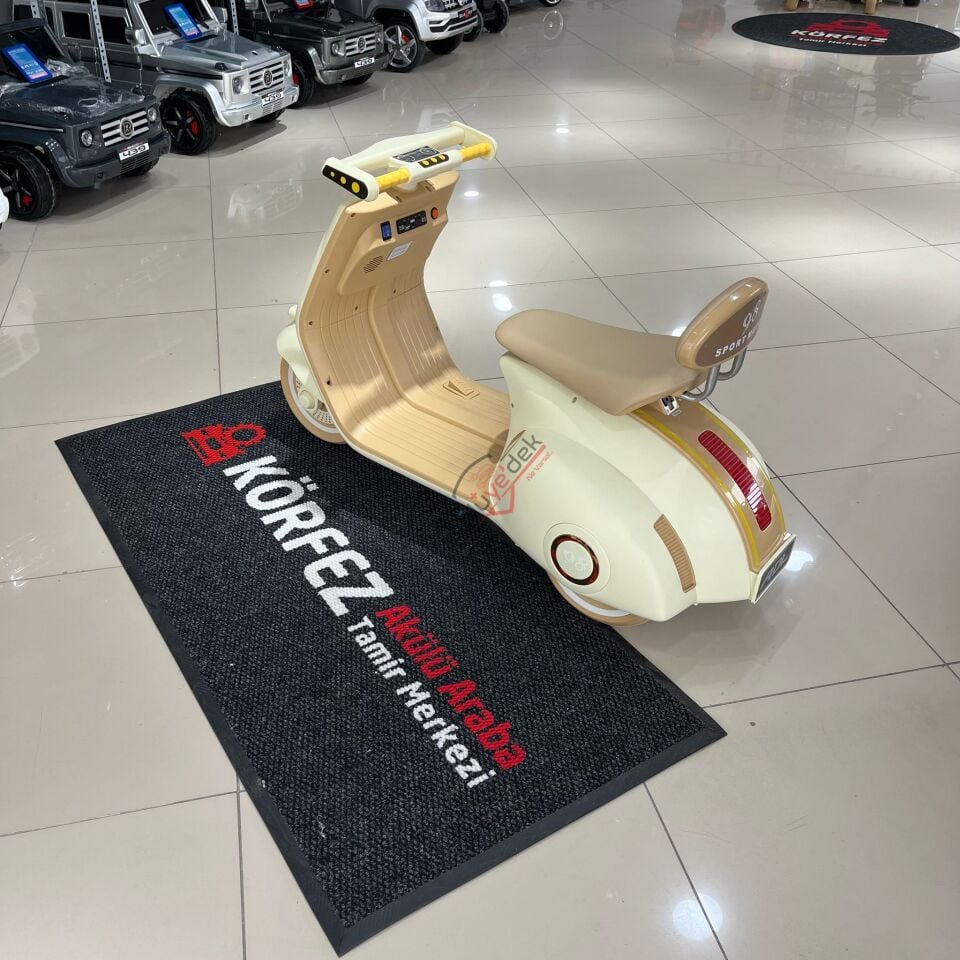 12V vespa dizayn Akülü Motor krem