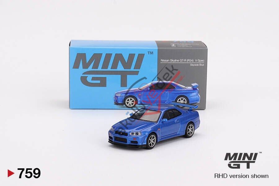 Mini GT 1/64 Nissan Skyline GT-R (R34) V-Spec Bayside Blue MGT00759