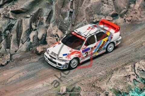 Tarmac Works 1/64 Mitsubishi Lancer Evolution III Hong Kong-Beijing Rally 1995 #2 Winner - GLOBAL64 T64G-050-95HKBR02