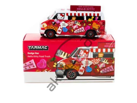 Tarmac Works 1/64 Dodge Van Hello Kitty Food Truck - GLOBAL64 T64G-TL032-HK