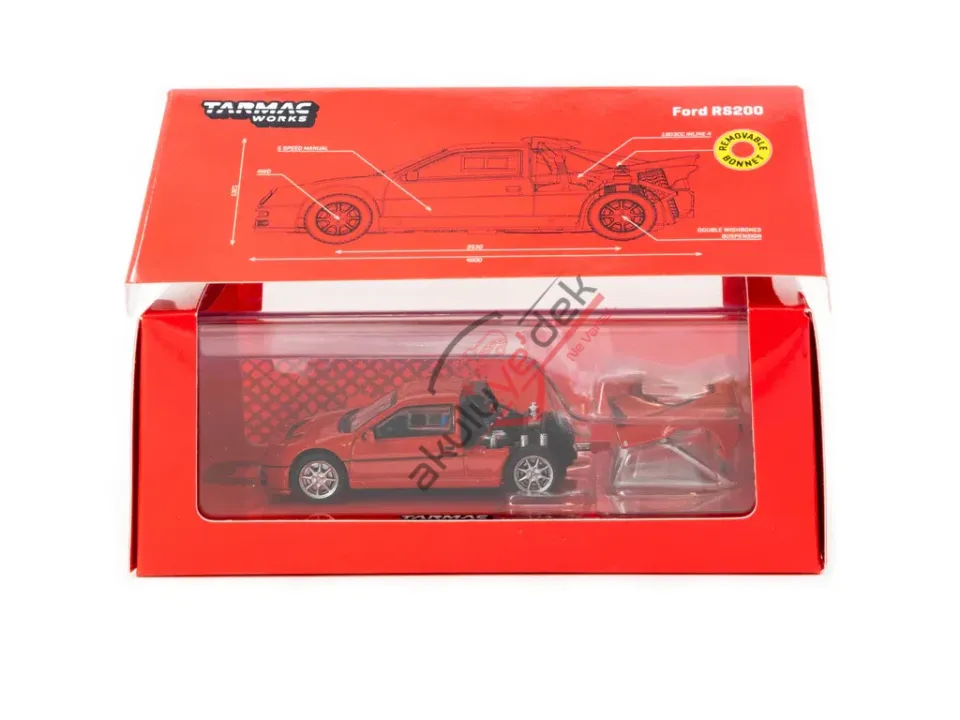 Tarmac Works 1/64 Ford RS200 Red - HOBBY64+ T64PR-001-RE