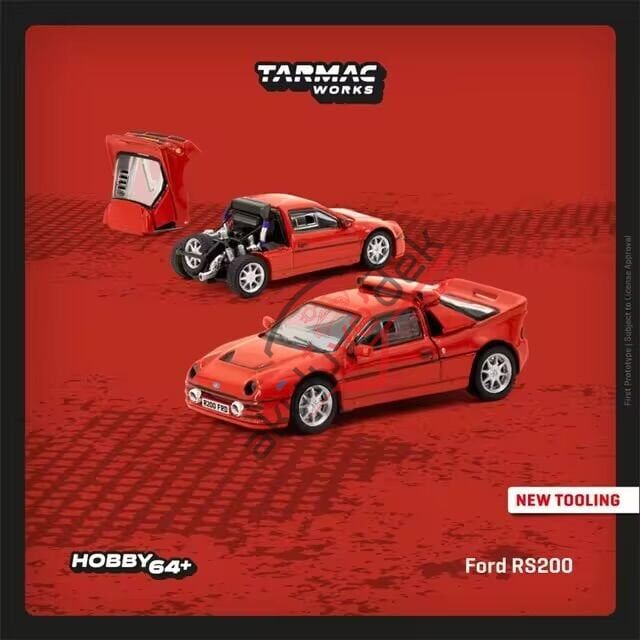 Tarmac Works 1/64 Ford RS200 Red - HOBBY64+ T64PR-001-RE