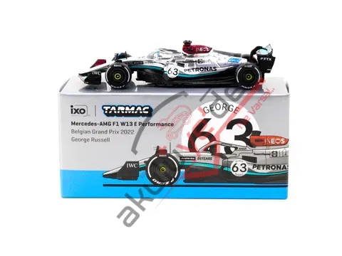 Tarmac Works X iXO Models 1/64 Mercedes-AMG F1 W13 E Performance Belgian Grand Prix 2022 George Russell #63 - GLOBAL64