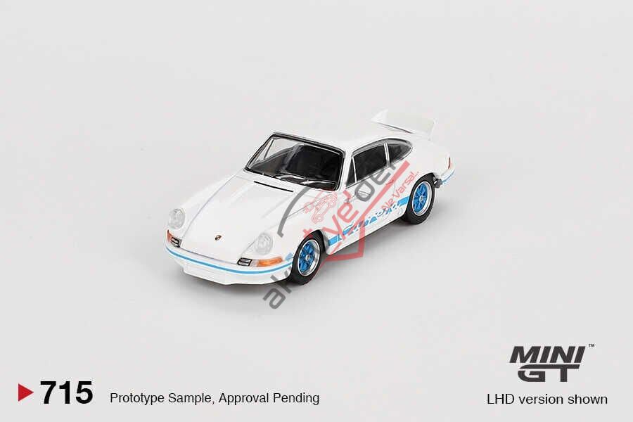 Mini GT 1/64 Porsche 911 Carrera RS 2.7 Grand Prix White with Blue Livery MGT00715