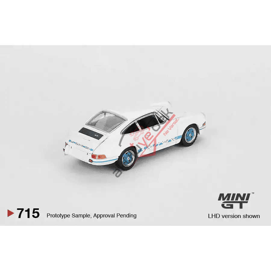 Mini GT 1/64 Porsche 911 Carrera RS 2.7 Grand Prix White with Blue Livery MGT00715