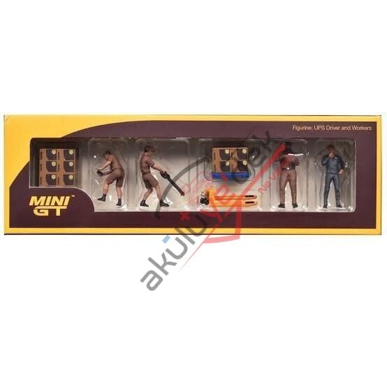Mini GT 1/64 Figurine: UPS Driver and workers MGTAC30