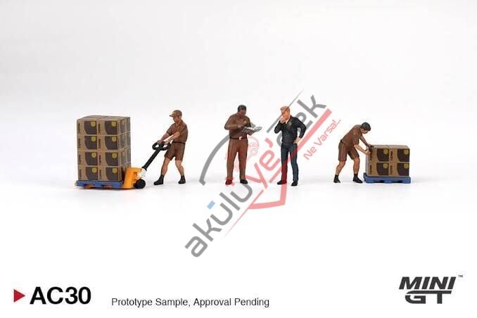 Mini GT 1/64 Figurine: UPS Driver and workers MGTAC30