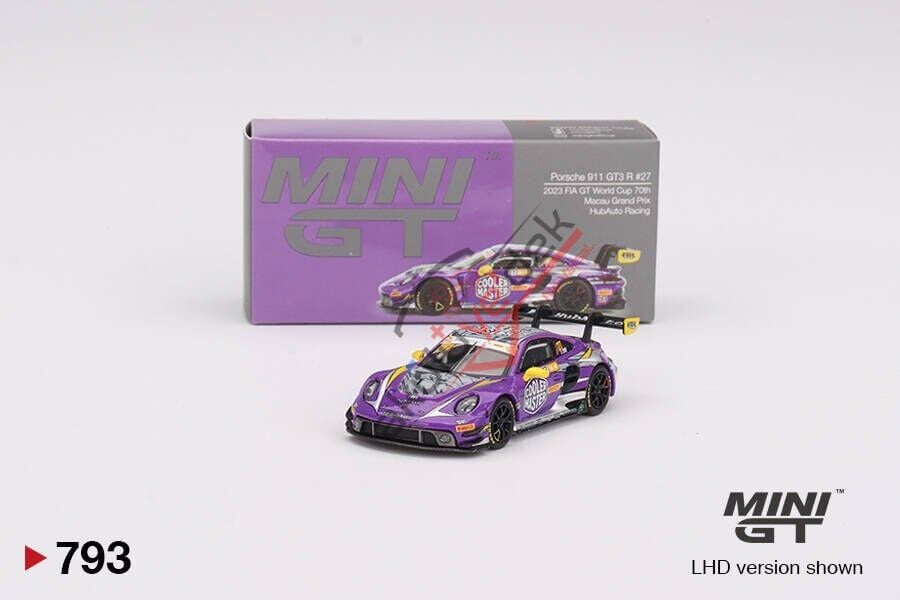 Mini GT 1/64 Porsche 911 GT3 R #27 HubAuto Racing 2023 FIA GT World Cup 70th Macau Grand Prix MGT00793