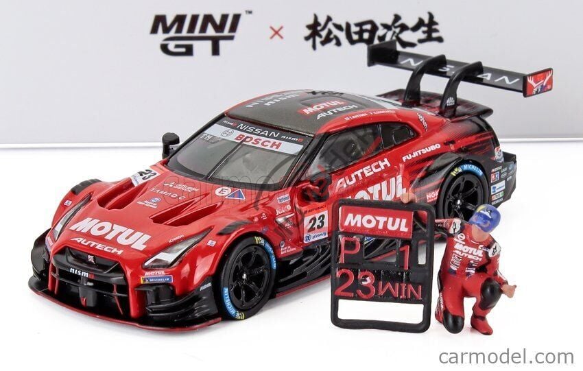 Mini GT 1/64 Nissan GT-R NISMO #23 ''MOTUL AUTECH GT-R 2021'' SUPER GT SERIES Suzuka winner W/ Matsuda Figure Tsugio Matsuda Collection No.2 MGT00875