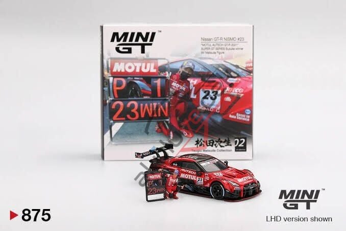 Mini GT 1/64 Nissan GT-R NISMO #23 ''MOTUL AUTECH GT-R 2021'' SUPER GT SERIES Suzuka winner W/ Matsuda Figure Tsugio Matsuda Collection No.2 MGT00875