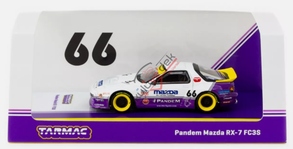 Tarmac Works 1/64 Pandem Mazda RX-7 FC3S White / purple - HOBBY64 T64-066-WP