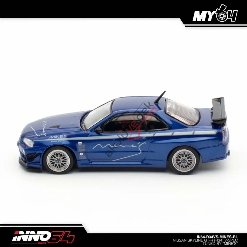 Inno 1/64 Nissan Skyline GT-R (R34) V-SPEC Tuned by ''MINE'S'' IN64-R34VS-MINES-BL
