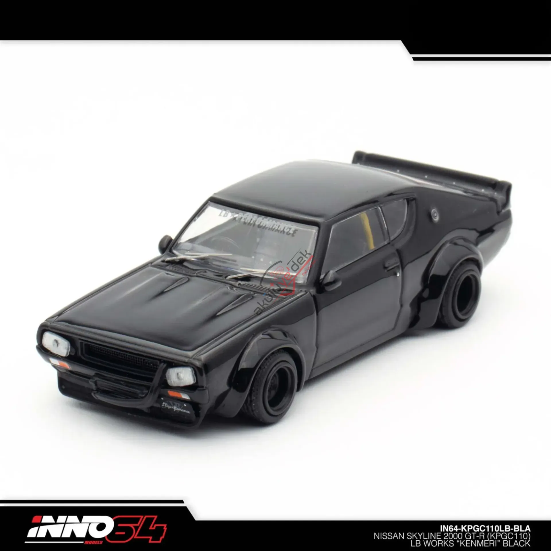 Inno 1/64 Nissan Skyline 2000 GT-R (KPGC110) ''KENMERI'' Black IN64-KPGC110LB-BLA