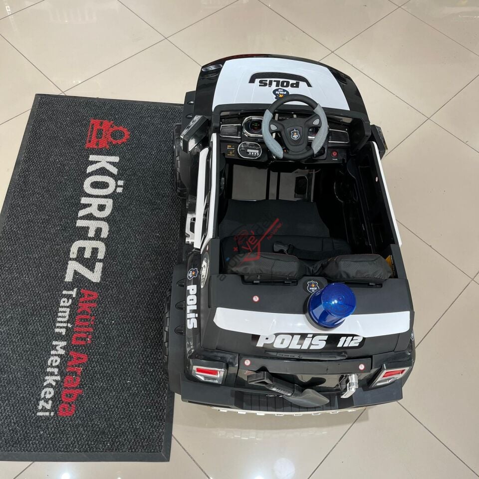 Akar 4×2 Polis İznik 12v. Çift Kişilik Uzaktan Kumandalı Akülü Araba Siyah