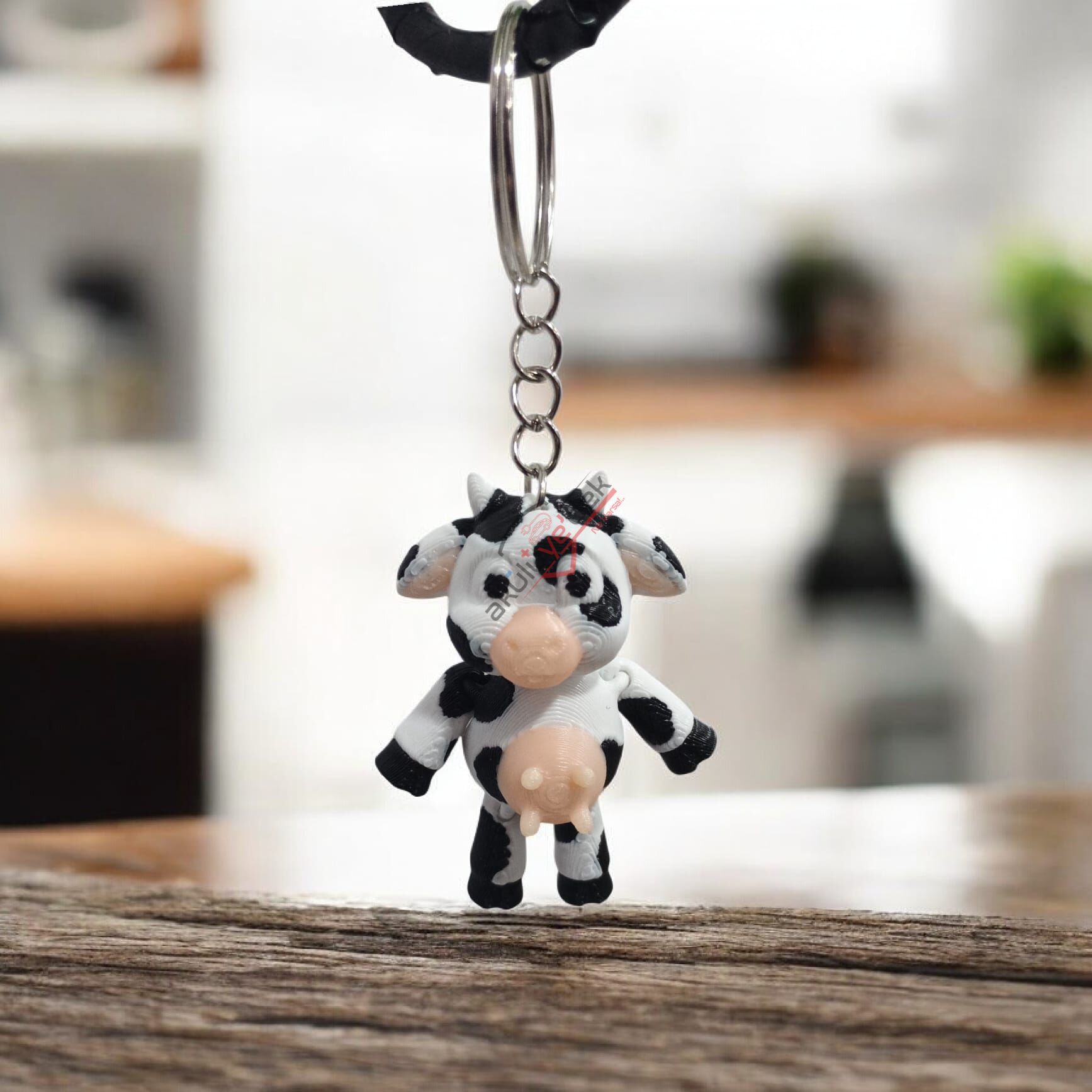 3D Anahtarlık İnek Figürü