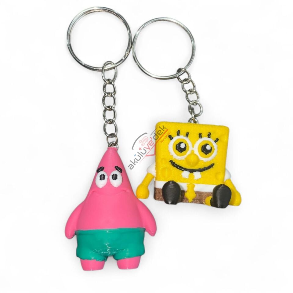 3D Anahtarlık Sünger Bob Kare Pantolon ve Patrick
