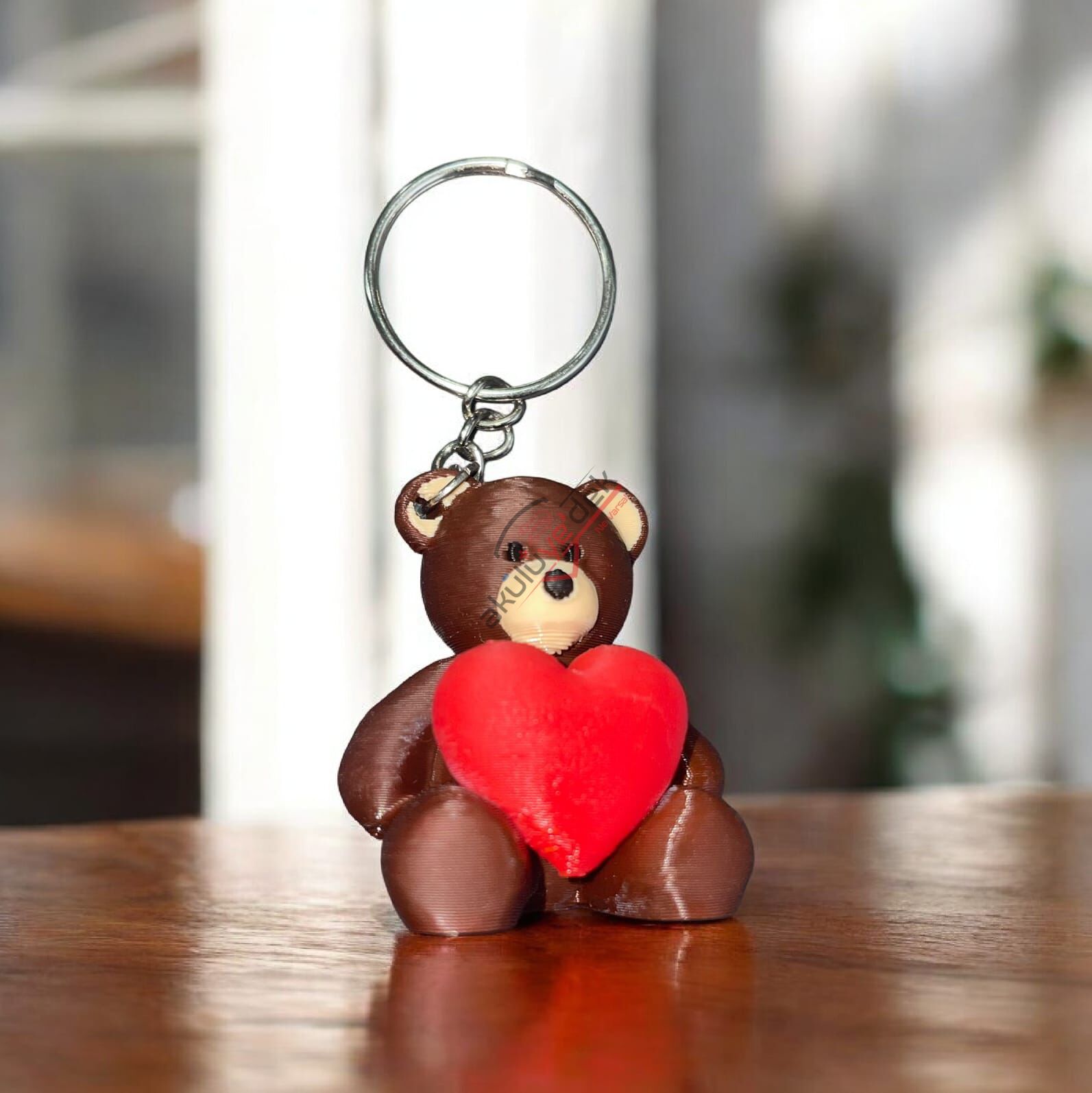 3D Anahtarlık Kalpli Ayıcık Figürü