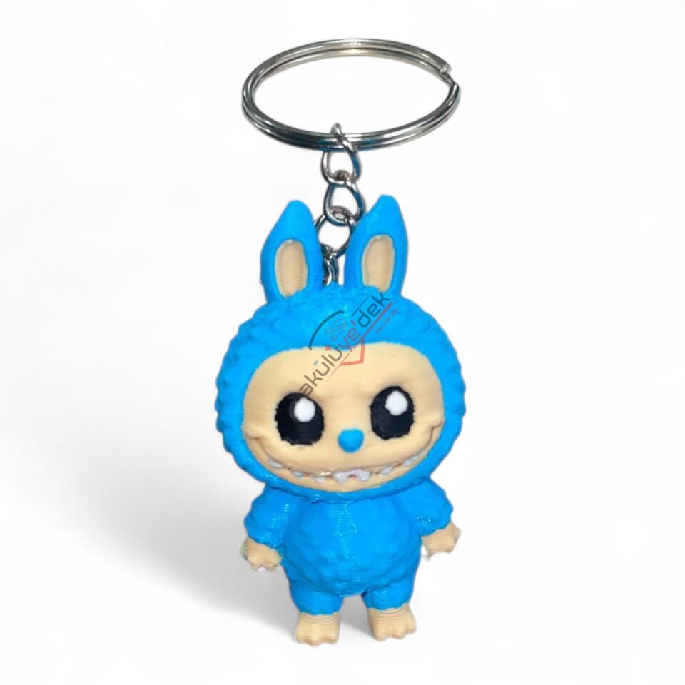 3D Anahtarlık Mavi Labubu