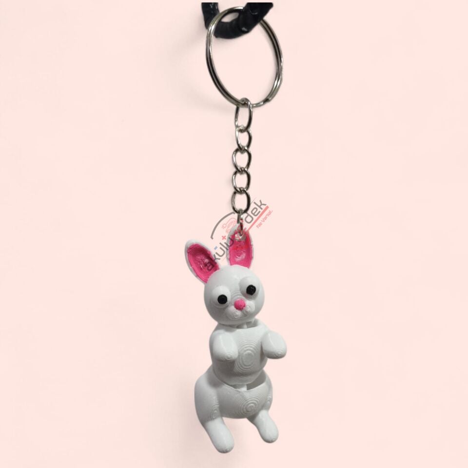3D Anahtarlık Tavşan Figürü