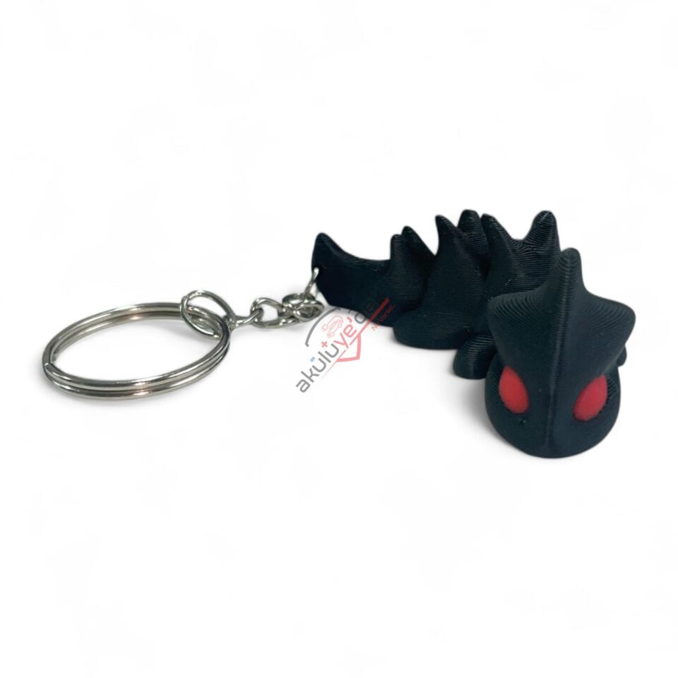 3D Anahtarlık Siyah Ejderha Figürü